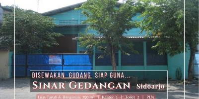 Gudang Disewakan Strategis ada kantor di Pergudangan Sinar Gedangan Sidoarjo