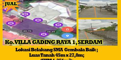 Dijual Tanah Villa Gading Raya 1 Kota Pontianak