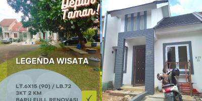 Disewakan Rumah Legenda Wisata 6x15 3 K.Tidur Depan Taman Full Renov