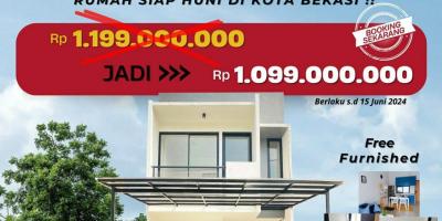 Rumah readystok bonus furnished perumahan pinggir jalan Mustikajaya Bekasi 